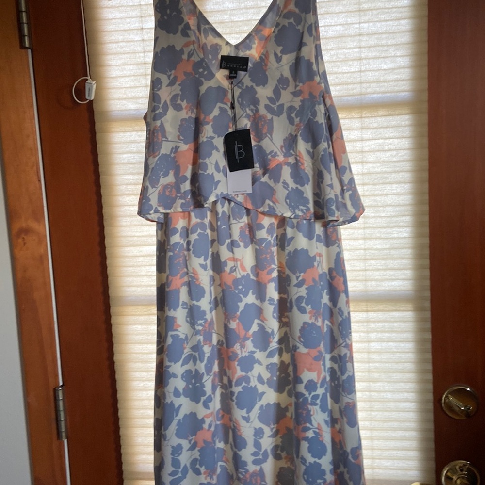 New light blue and cream sleeveless dress